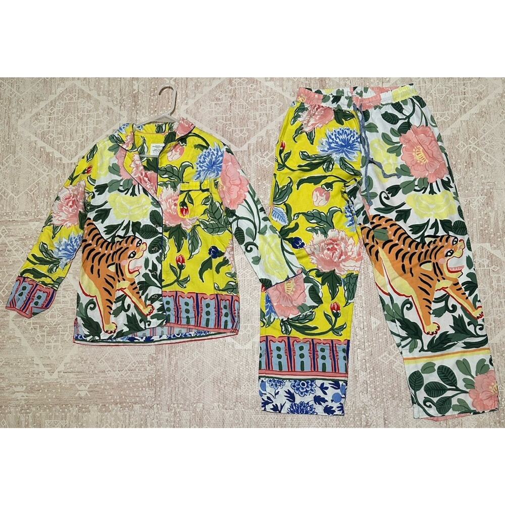 Anthropologie Pajama SET Lil Sire Tigresa Flannel Sleep PJS Womens Size S Cozy - Picture 3 of 16